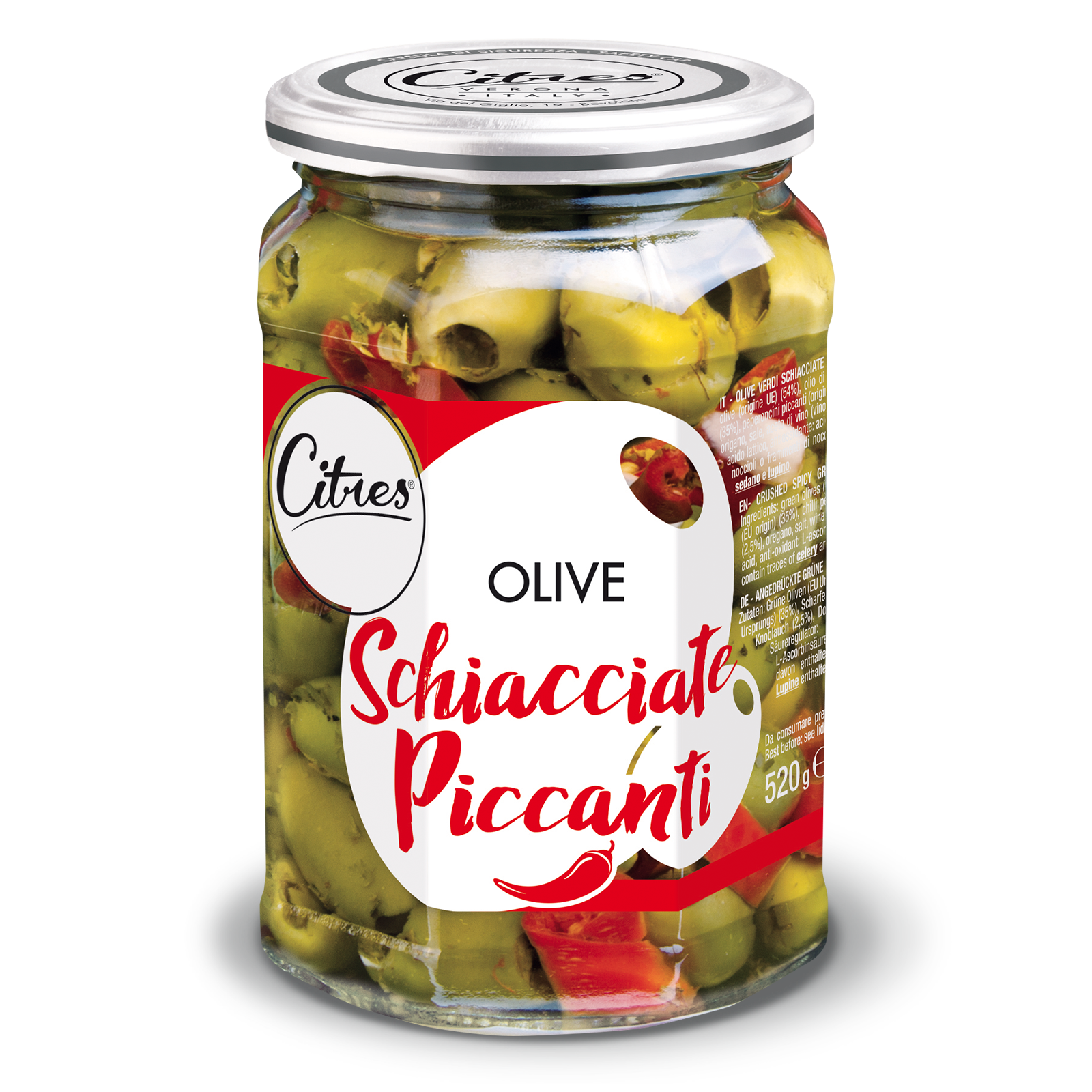 Spicy green crushed olives 520 g