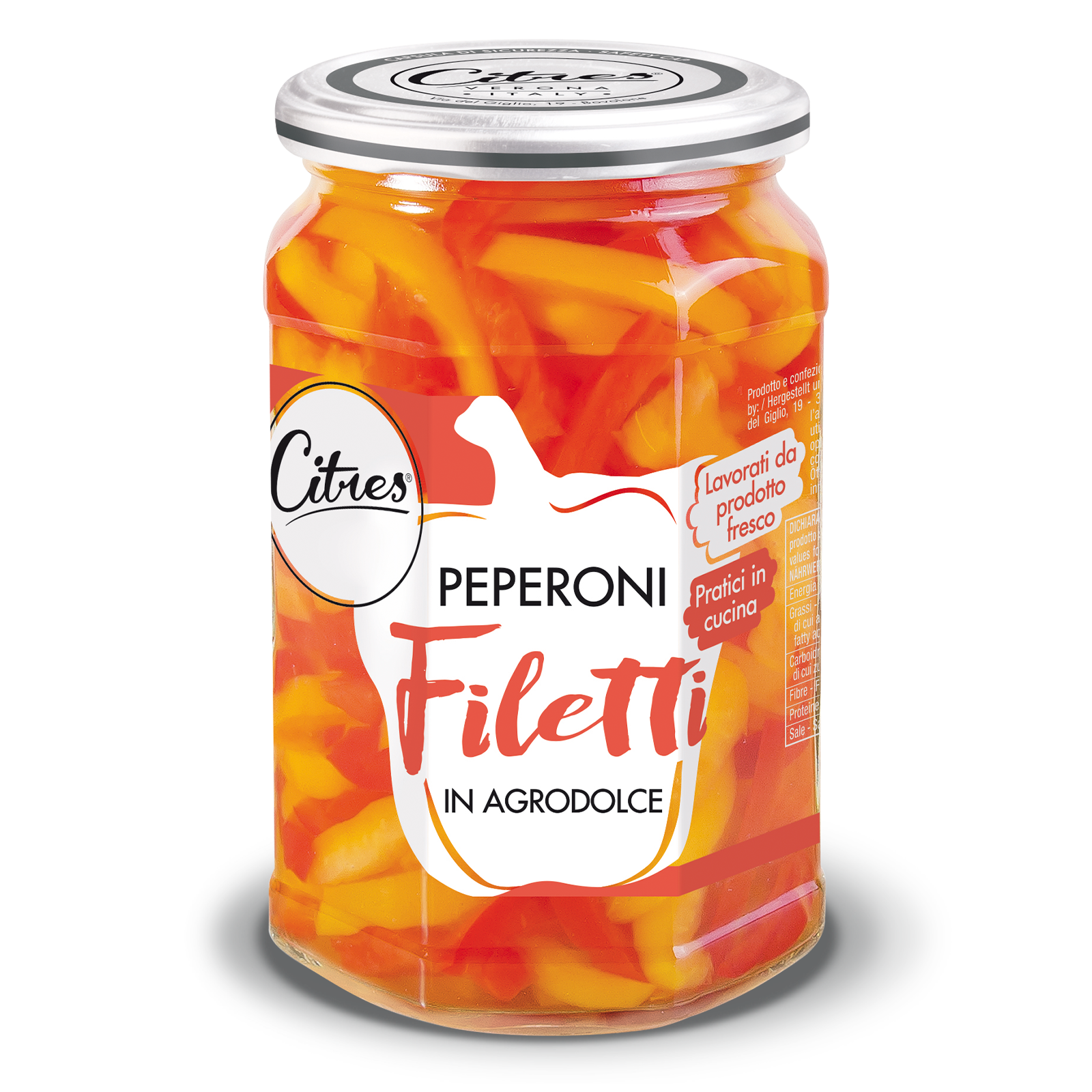 Red and Yellow Peppers cut into fillets 540 g